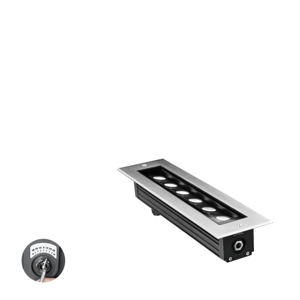 Architectural outdoor lighting tiltable inground linear LED light Kapelux 02RKBXB0635 for landscape and façade illumination