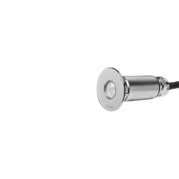 Kapelux recessed swimming pool light 04ACB0158F installed underwater in architectural outdoor lighting project