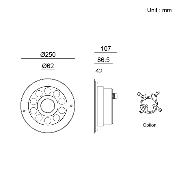 Kapelux recessed swimming pool light 04THB1058 underwater architectural lighting