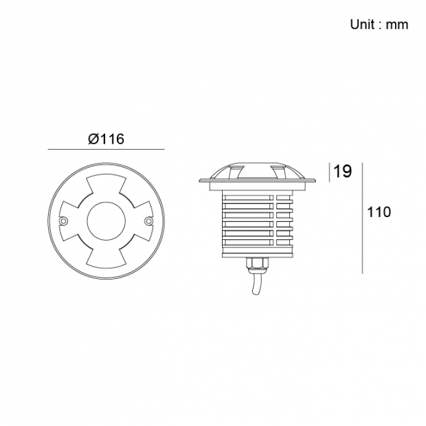 Architectural outdoor lighting Kapelux drive-over inground LED light 02CU4E0157 for landscape and façade illumination