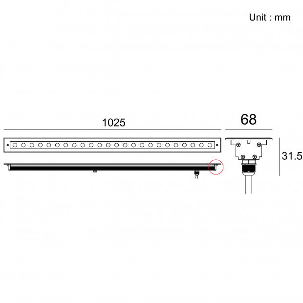 Architectural outdoor lighting linear inground light 02RLBC2457 for landscape pathway and façade lighting