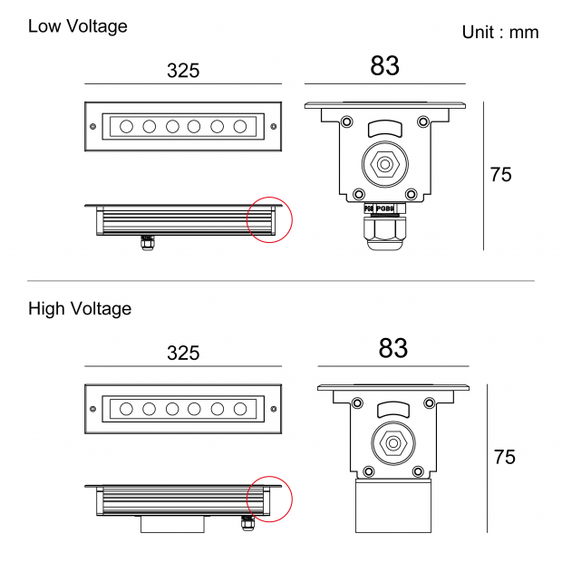 Architectural outdoor lighting tiltable inground linear LED light Kapelux 02RKBXB0635 for landscape and façade illumination