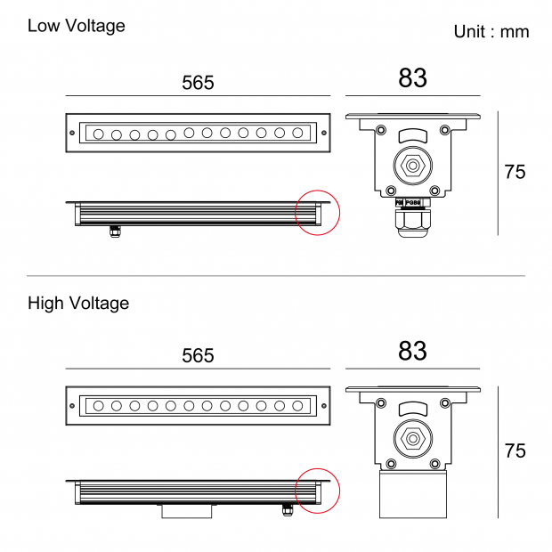 Architectural Outdoor Lighting Kapelux tiltable linear inground light 02RKBXB1235 for landscape and facade lighting
