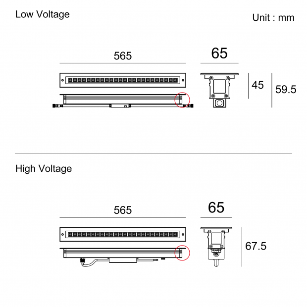 Kapelux Anti-Glare Soft Beam 316L Stainless Steel Trim Linear Inground Light 02RQCB2456 for architectural outdoor lighting