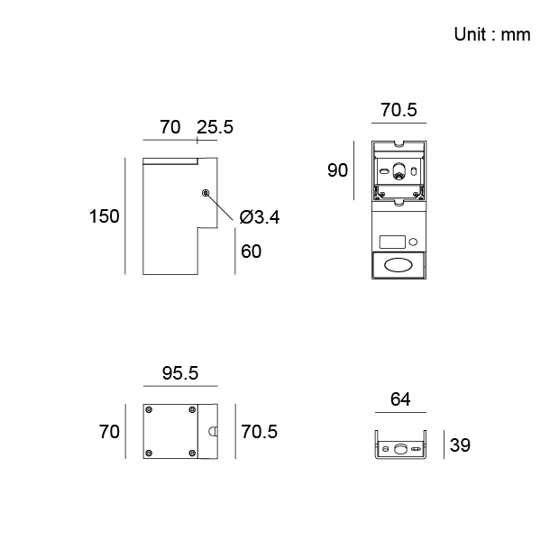 Kapelux 07VER0126K surface mounting architectural outdoor wall light
