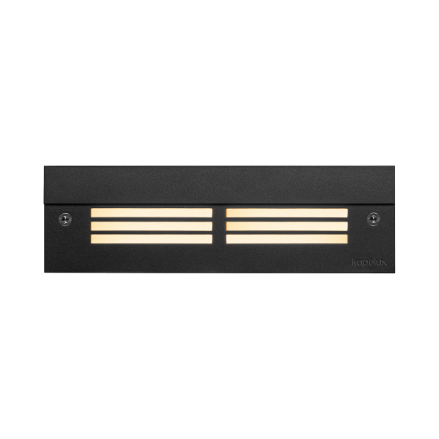 Kapelux 01BSD4232 recessed outdoor wall light installed in landscape wall