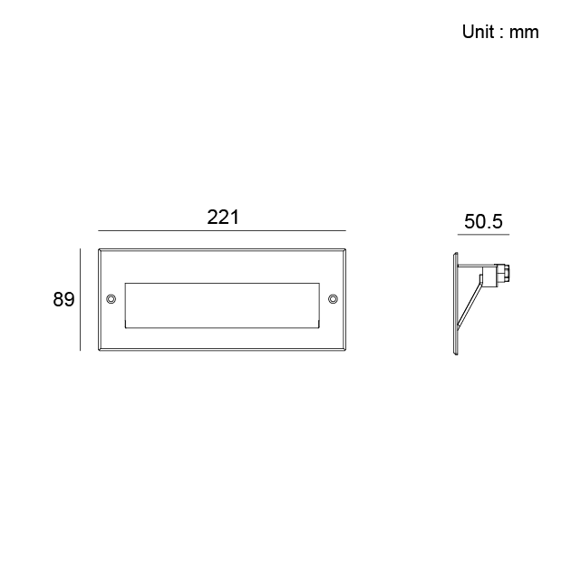 Kapelux SS Thin Recessed Wall Light model 01DQD2432 Stainless Steel LED Outdoor Fixture