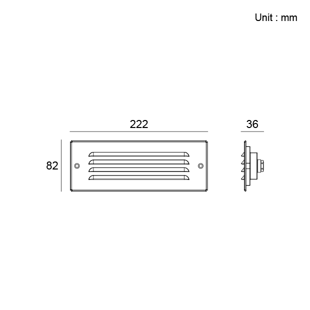Stainless steel recessed wall light SS Thin 01DRD5632 for architectural outdoor lighting