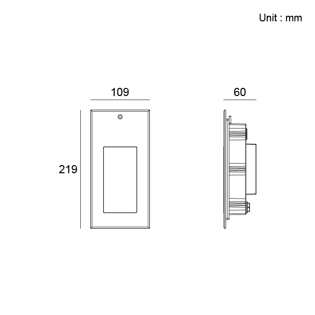 Kapelux SS Thin Stainless Steel Recessed Wall Light 01EBAB0129 outdoor architectural LED lighting