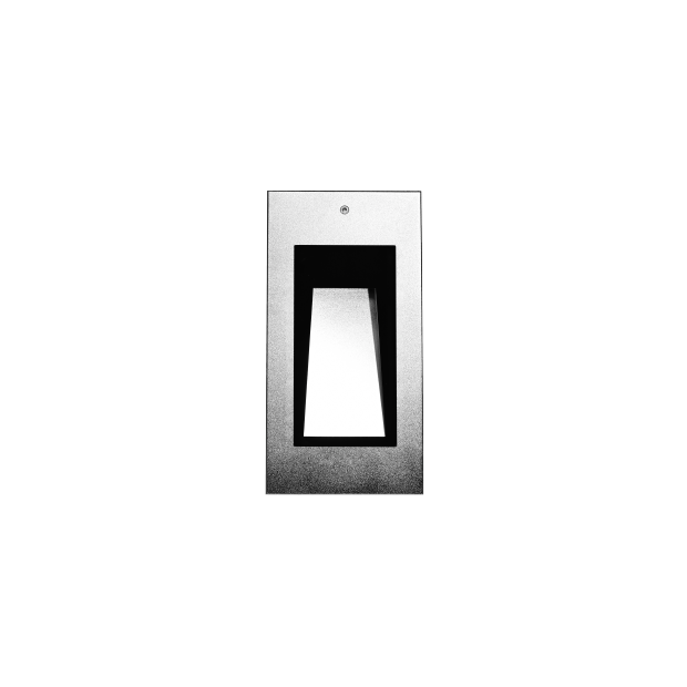 Kapelux SS Thin Recessed Wall Light Model 01EJSD0127 installed on a stainless steel architectural façade