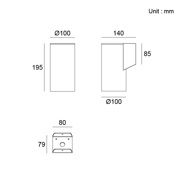 Surface mounting architectural outdoor wall light Kapelux 07BHR0170K for façade lighting