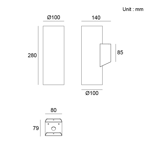 Surface mounting architectural outdoor wall light Kapelux 07BHR0229K dual side illumination