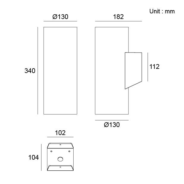 Surface Mounting Wall Light 07CHR0270K dual beam architectural outdoor lighting fixture