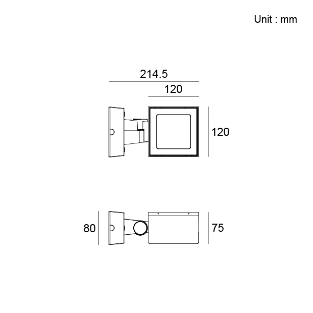 Architectural outdoor surface mounting wall light Kapelux 07EMHB0459 installed on exterior wall