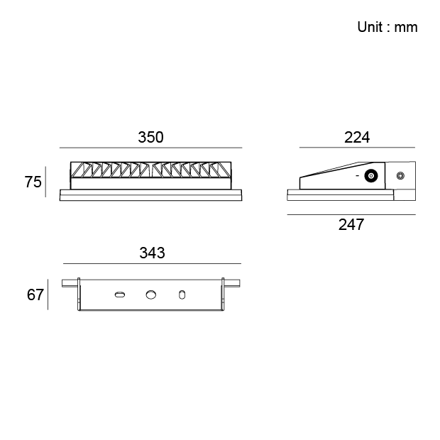Surface Mounting Asymmetrical Wall Washer Architectural Outdoor Lighting Kapelux 07HKBC2157 façade lighting