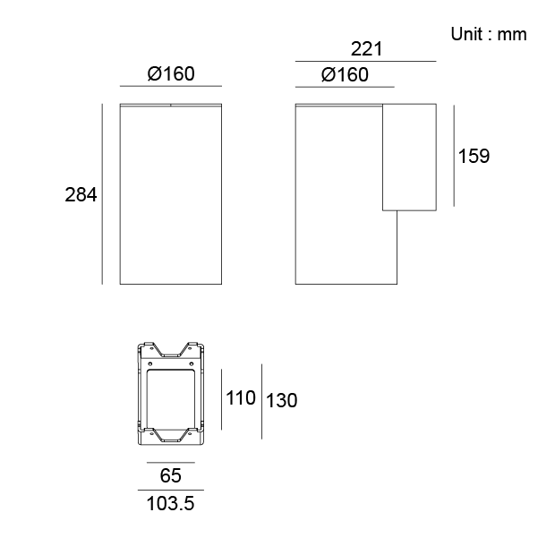 Kapelux 07EHR0176 surface mounting architectural outdoor wall light IP65