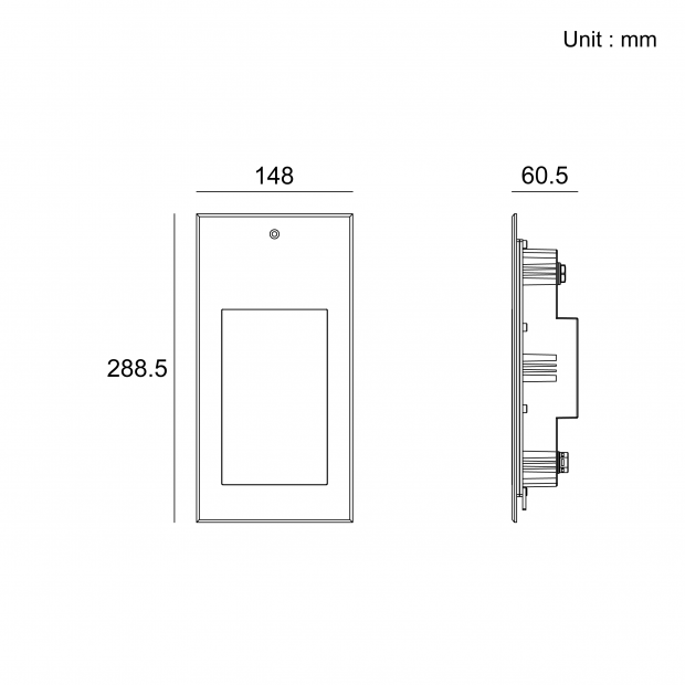 Kapelux SS Thin Recessed Wall Light 01ECSB0169 Stainless Steel Architectural LED