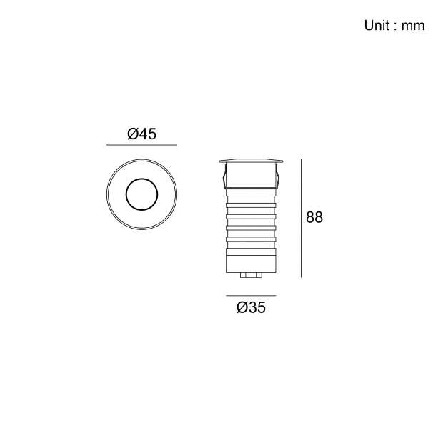 Architectural Outdoor Lighting Inground Light Small Style 02YURB0157B recessed LED ground light