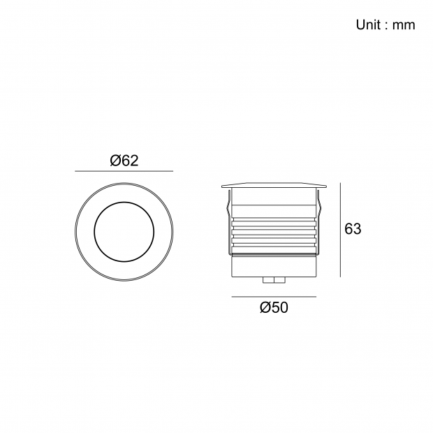 Kapelux Small Style Inground LED Outdoor Light fixture model 02ITRB0124B Architectural Outdoor Lighting IP67