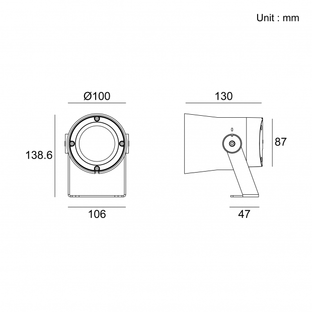 Architectural Outdoor Lighting Kapelux Middlim Power Spot Light 03CTUB0169 for landscape and façade illumination
