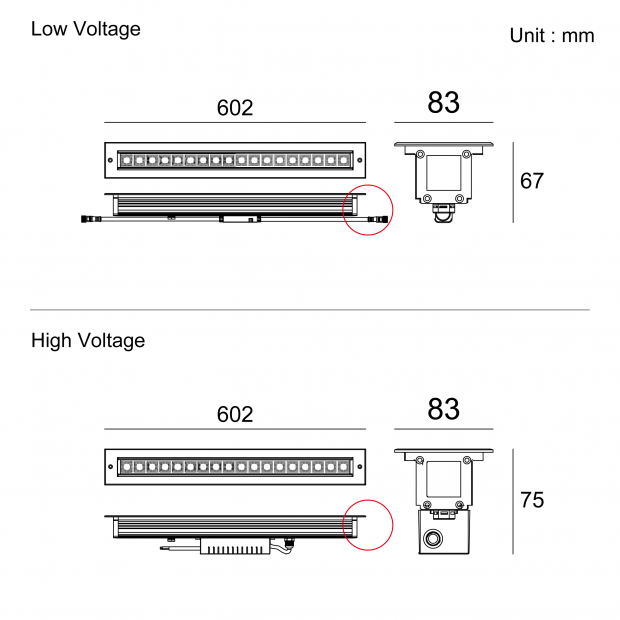 Kapelux 316L stainless steel anti glare linear inground architectural outdoor lighting fixture model 02RKB1857