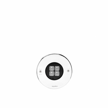 Kapelux recessed swimming pool light installed underwater in luxury architectural outdoor lighting project