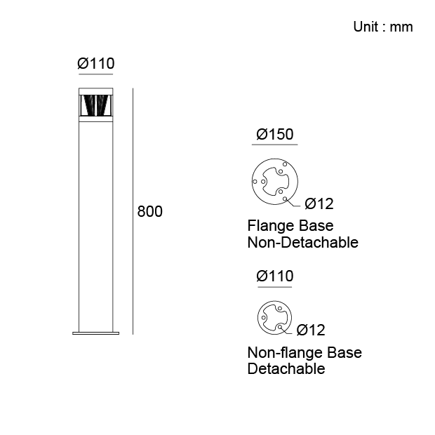 Styling 1 Bollard Light Architectural Outdoor Lighting for landscape pathways