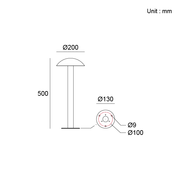 Architectural Outdoor Lighting Bollard Light High Luminance Garden 09BMMD9632