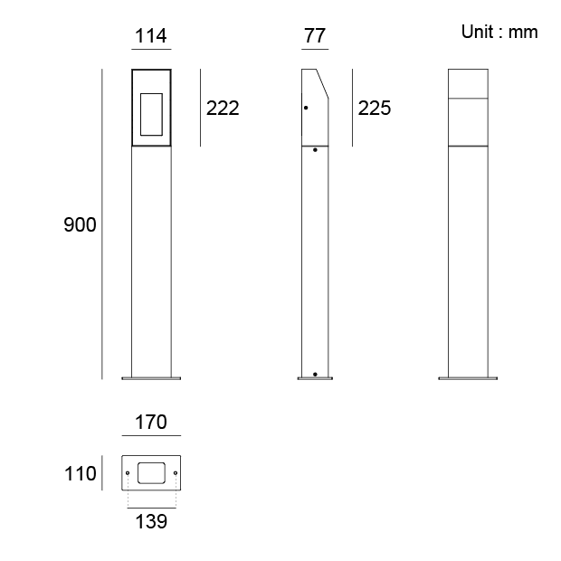 Architectural Outdoor Lighting bollard light for trail and lane pathway illumination