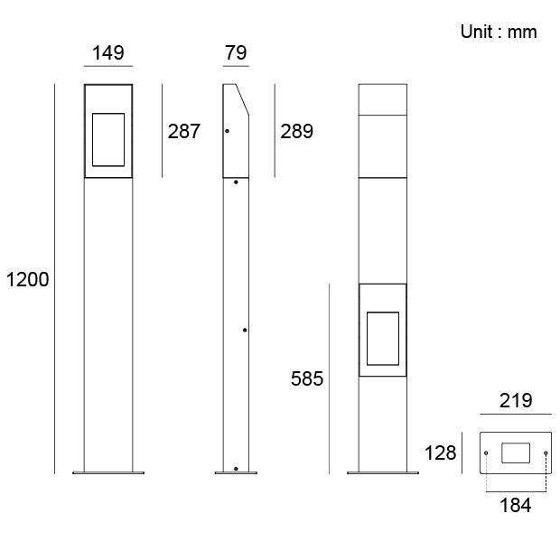 Kapelux trail and lane bollard light 09ECB0269M outdoor pathway lighting
