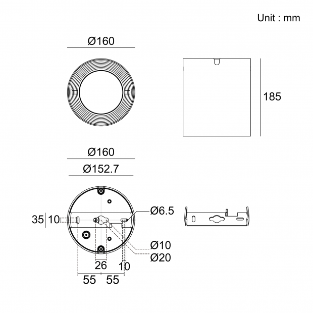 Kapelux 08EKB0174 wall mounting ceiling downlight architectural outdoor lighting fixture