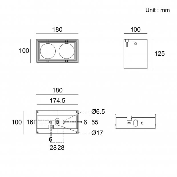 Kapelux 08WJB0270 architectural outdoor wall mounting ceiling downlight