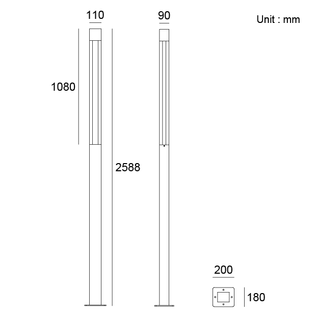 Bright 1 Bollard Light 09AUTB0170 architectural outdoor pathway lighting