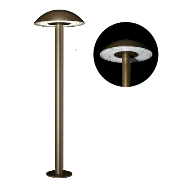 High luminance bollard light for architectural outdoor landscape pathway lighting