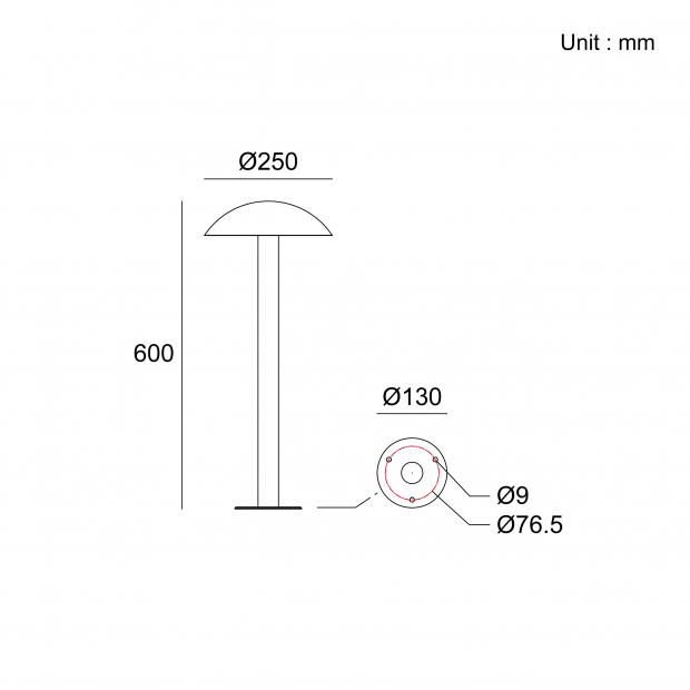 Kapelux 09CQMD12033 architectural outdoor bollard light high luminance garden lighting
