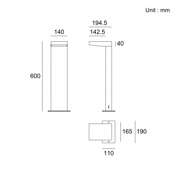 Kapelux 09BZLC0854 architectural outdoor bollard light for pathway lighting