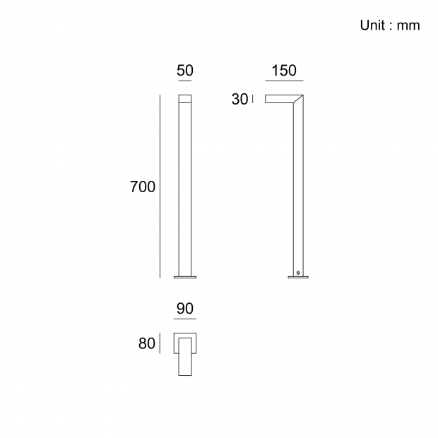 Kapelux 09ATHB0250 architectural outdoor bollard light for pathways